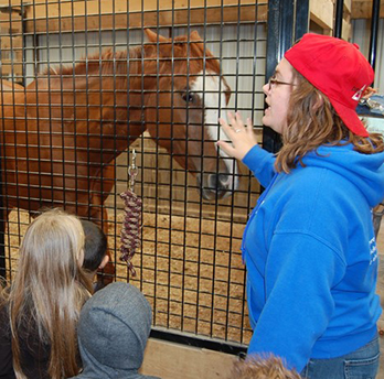 local students with horse at Kiddie Ag Day 2014