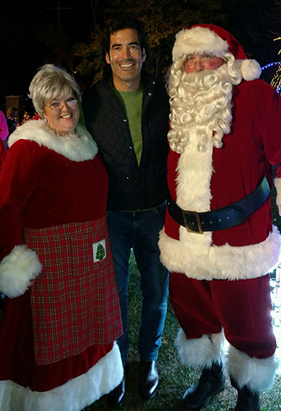 left to right, are Melissa Nickerson, “The Great Christmas Light Fight” co-host Carter Oosterhouse, and Jon Nickerson, who works at Alfred State as a project manager/architectural engineering designer.