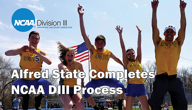 students jumping in air, Alfred State completes NCAAIII process
