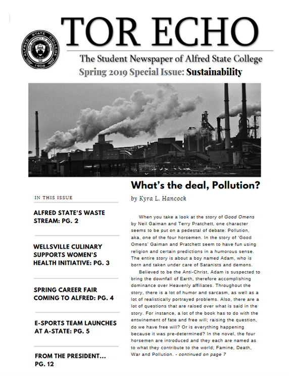 cover of spring 2019 tor echo student newspaper
