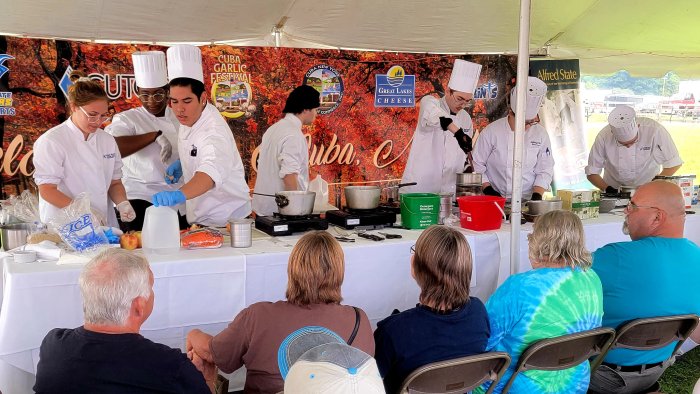 Alfred State students participate in a “Chopped” competition during a past Garlic Festival.