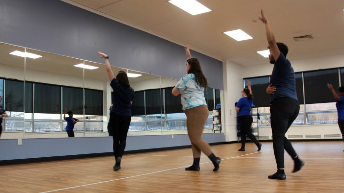 Members of the Alfred State Dance team practice in The Studio.