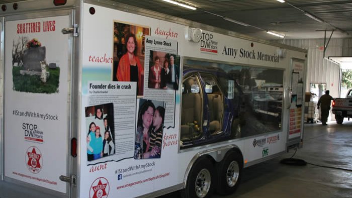 The Amy Stock Memorial Trailer will be on display at the Alfred State campus this week. 