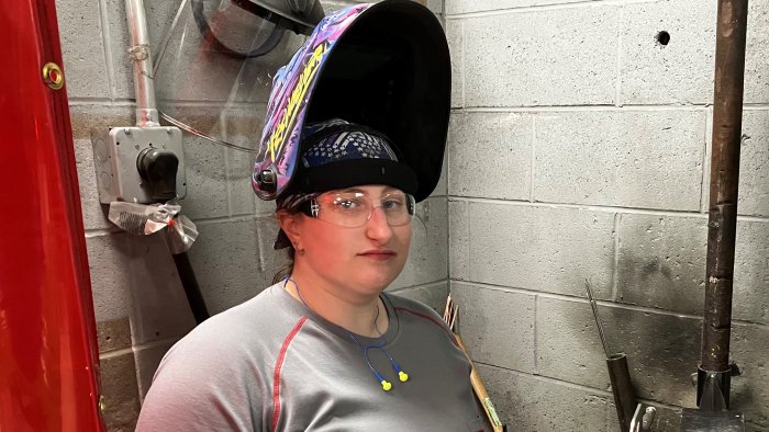 Student in a welding laboratory 