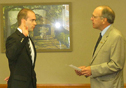 l-r: Mackney being sworn in by Alfred State President John M. Anderson