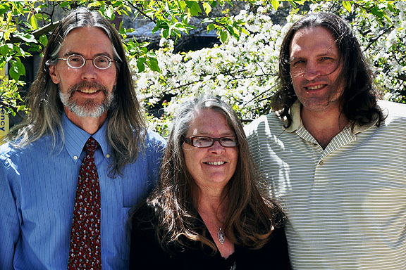 Amman, Michael Putnam, and Linda Panter, shown before their spring shearing