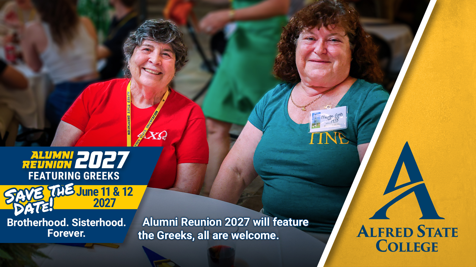 Advertisement for 2027 Alumni Reunion featuring a Greek Reunion