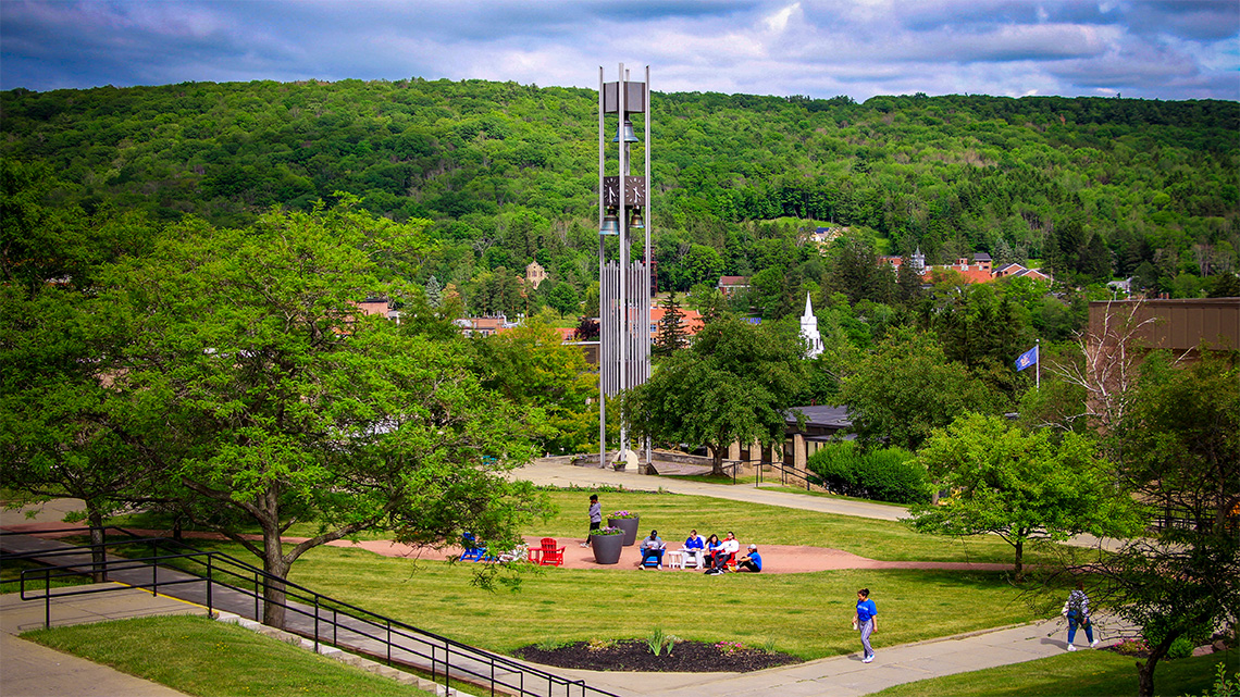 ASC Campus with Bell Tower and students