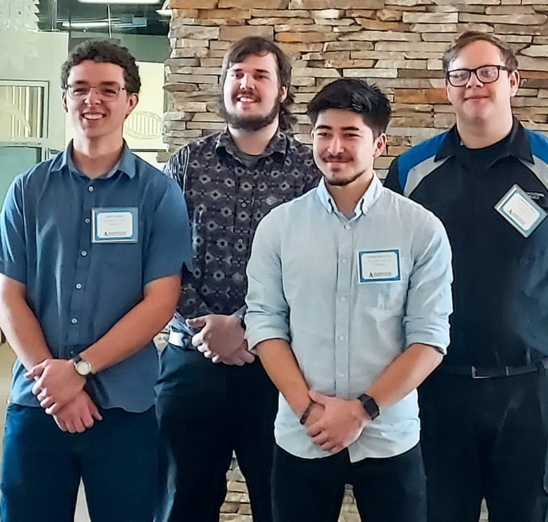 Photo of Alfred State students at the convening: (L to R): Owen Adams, Connor Merkle, Farhad Begaliev, and Cameron Jones.