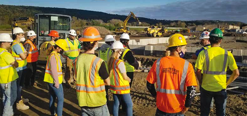 Construction supervision students visit a job site