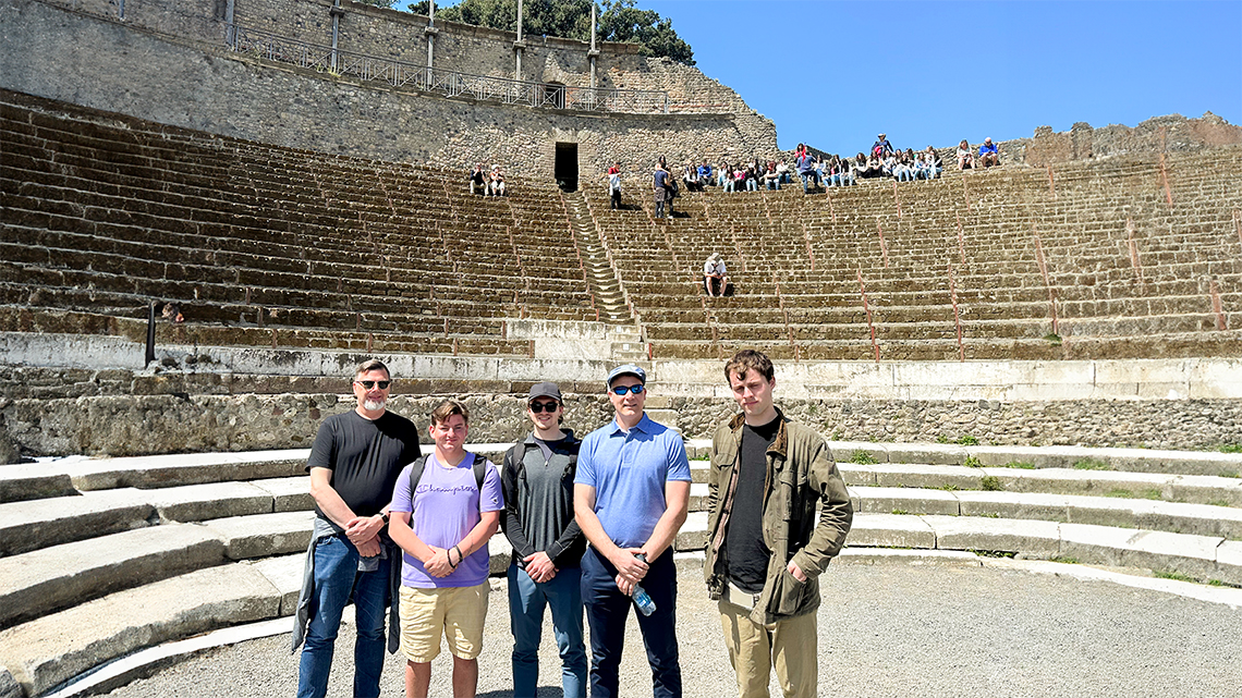 Dr. Mauro along with Chair of the Architecture and Design Department William Dean and some students visit the sites in Italy.