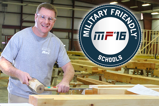 Bill Buckner woodworking, with military friendly logo in corner