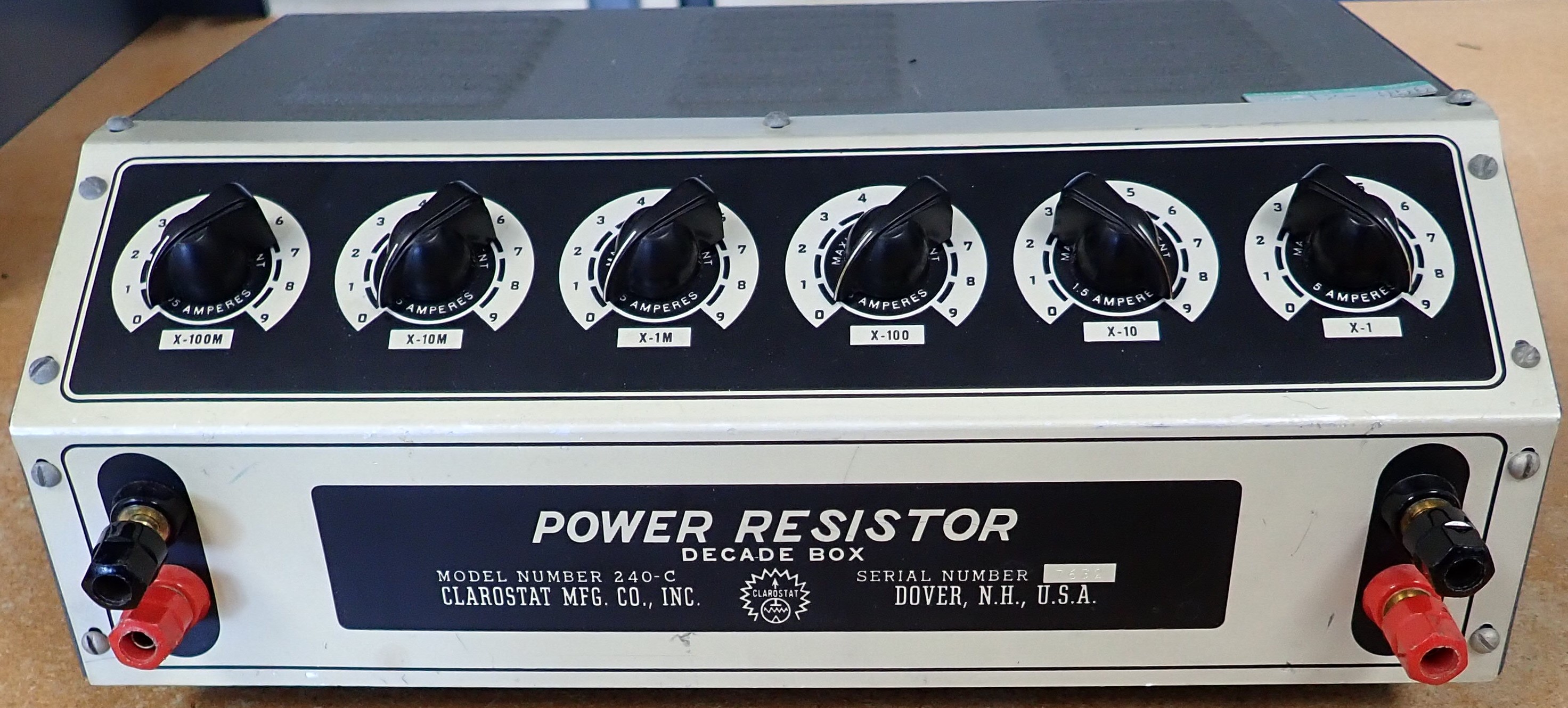 Clarostat 240C Decade Power Resistor Box, 0 to 999,999 Ohms in 6 Decades