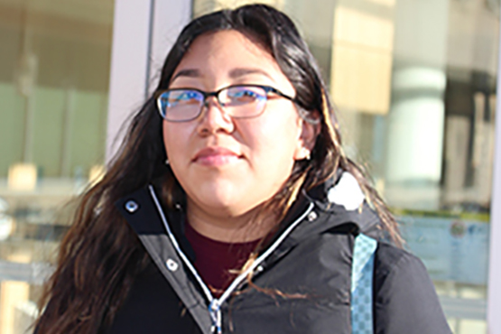 Carolina Monterrosas outside wearing a coat