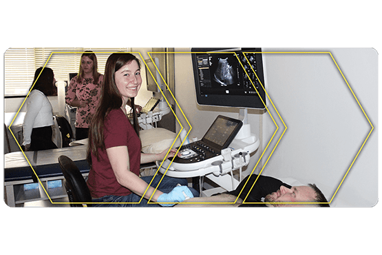 Madison in lab with ultrasound machine