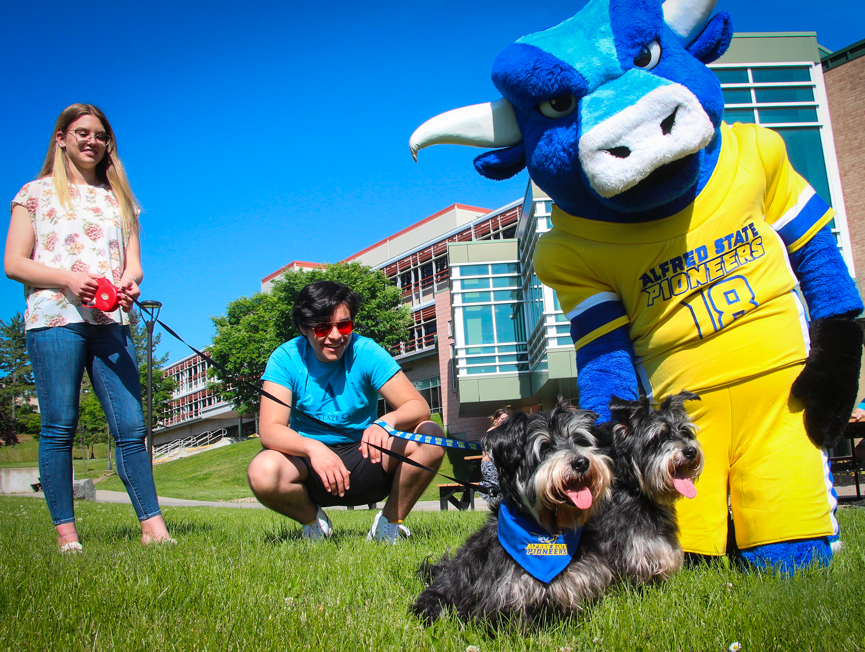 Big Blue with Roscoe and Rocket on campus!