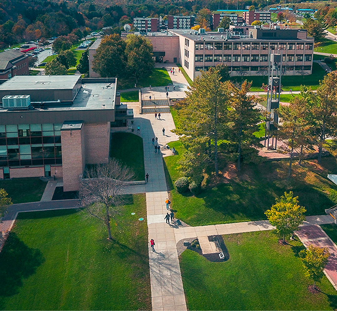 Aerial drone shot of ASC campus