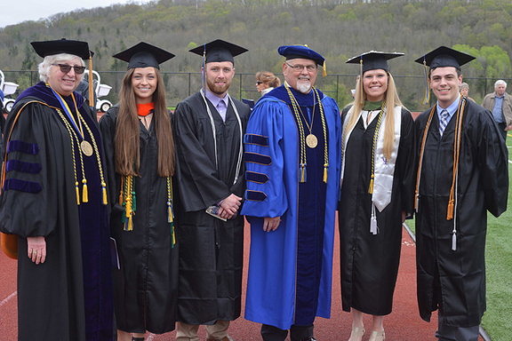 Orvis Award for Excellence winners along with Alfred State President Dr. Skip Sullivan and College Council Chair Patricia Fogarty