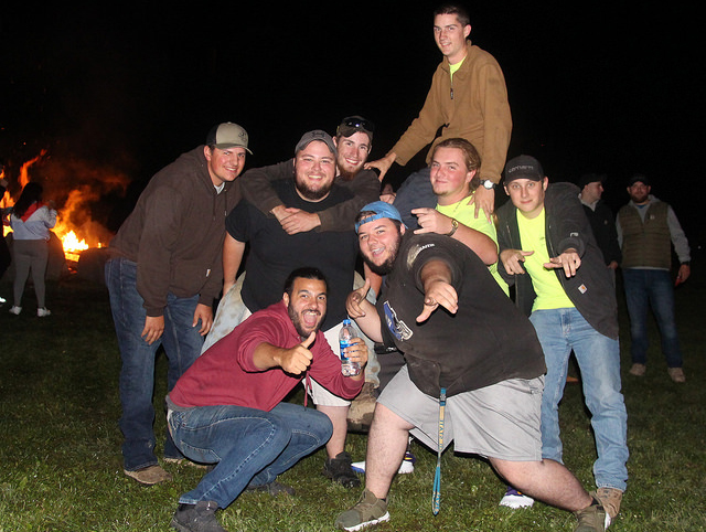 group of male students outside