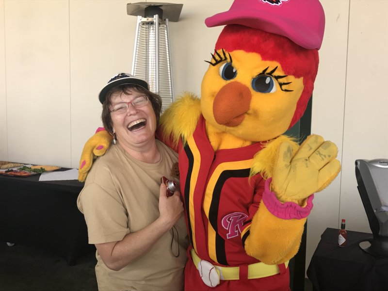lady with Red Wings mascot