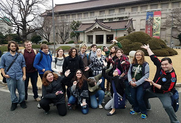 students standing in front of the Tokyo National Museum