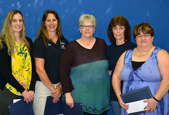 left to right, are Dr. Hollie Hall, Gina Boyd, Pam Brandes, Deb Markham, and KathyAnn Sager