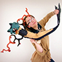 Nicole Barber, a digital media and animation major from Rochester, dances with one of the marionettes