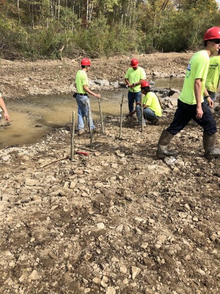 Students working on Shongo creek project