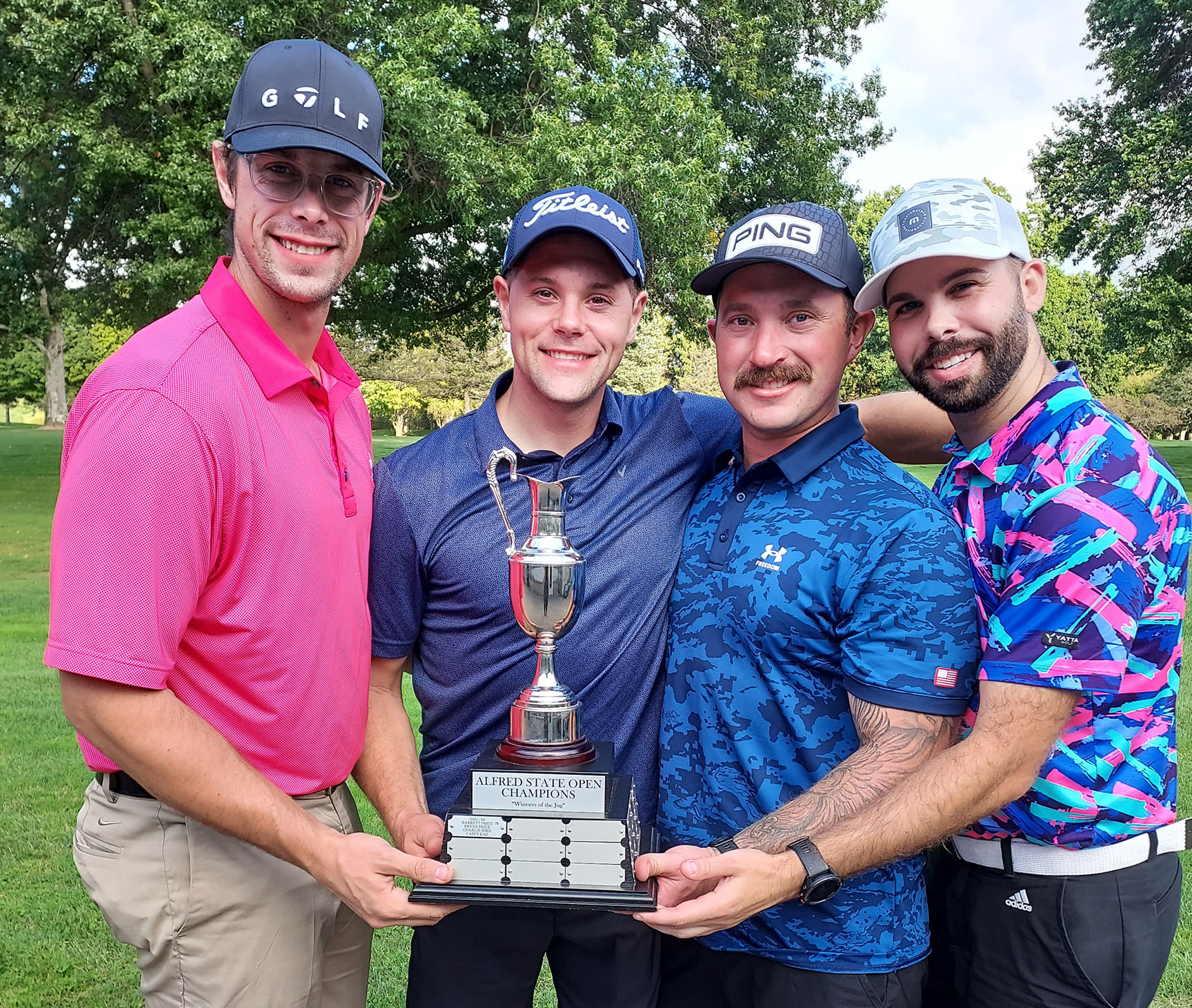 The Alfred Open championship team of Timothy O'Tool, Eric Buchnowski, Ken Strell, Travis Benson. The foursome shot a 62.