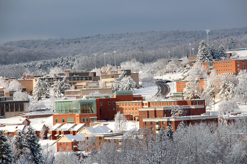 view of campus winter scene