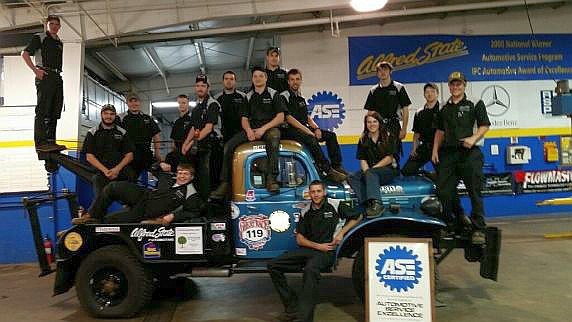 Auto Trades Students with Power Wagon