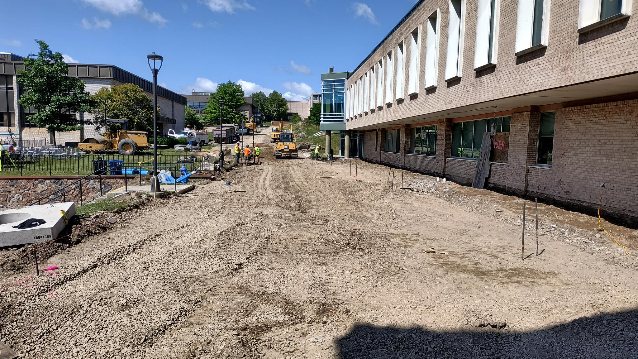 outside the Student Leadership Center during construction