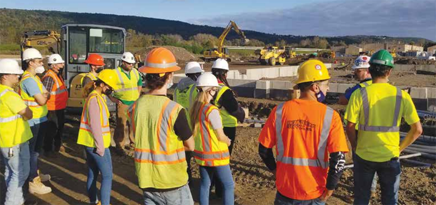 Construction supervision students visit a job site.
