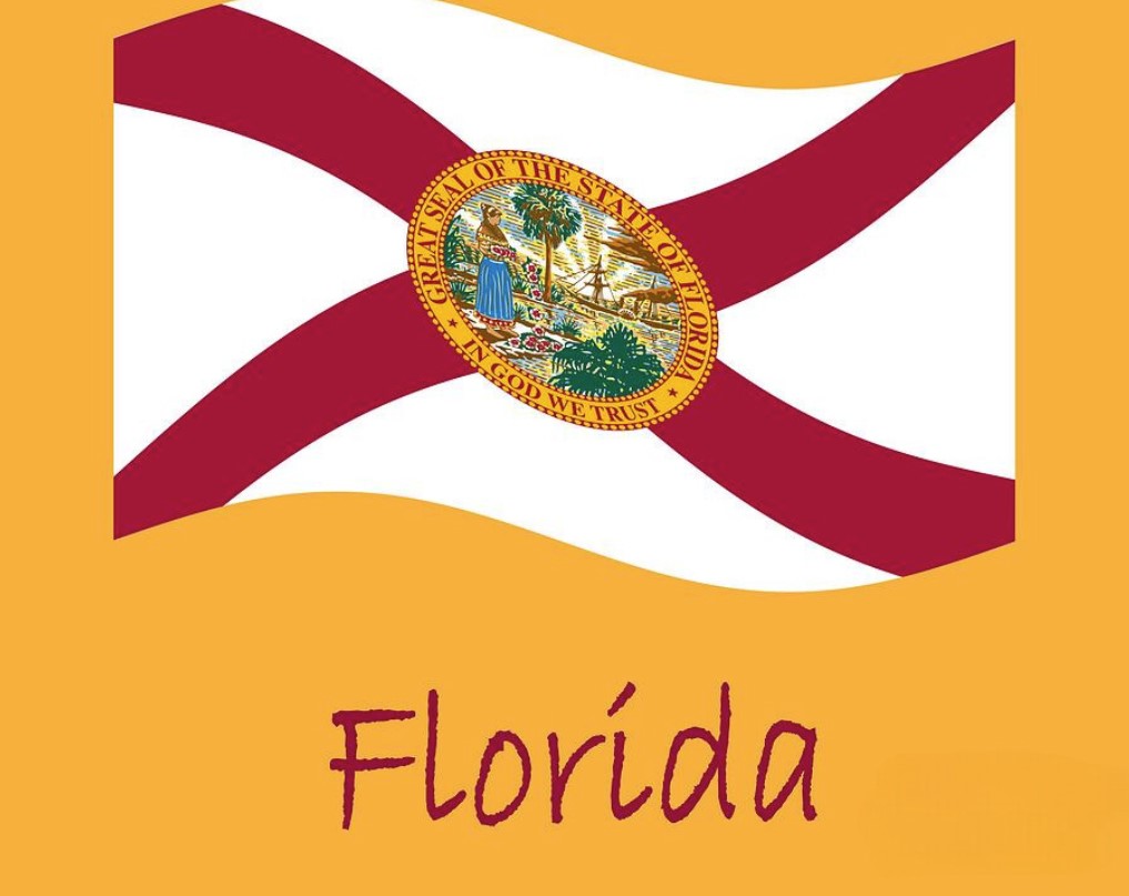 Florida with waving state flag