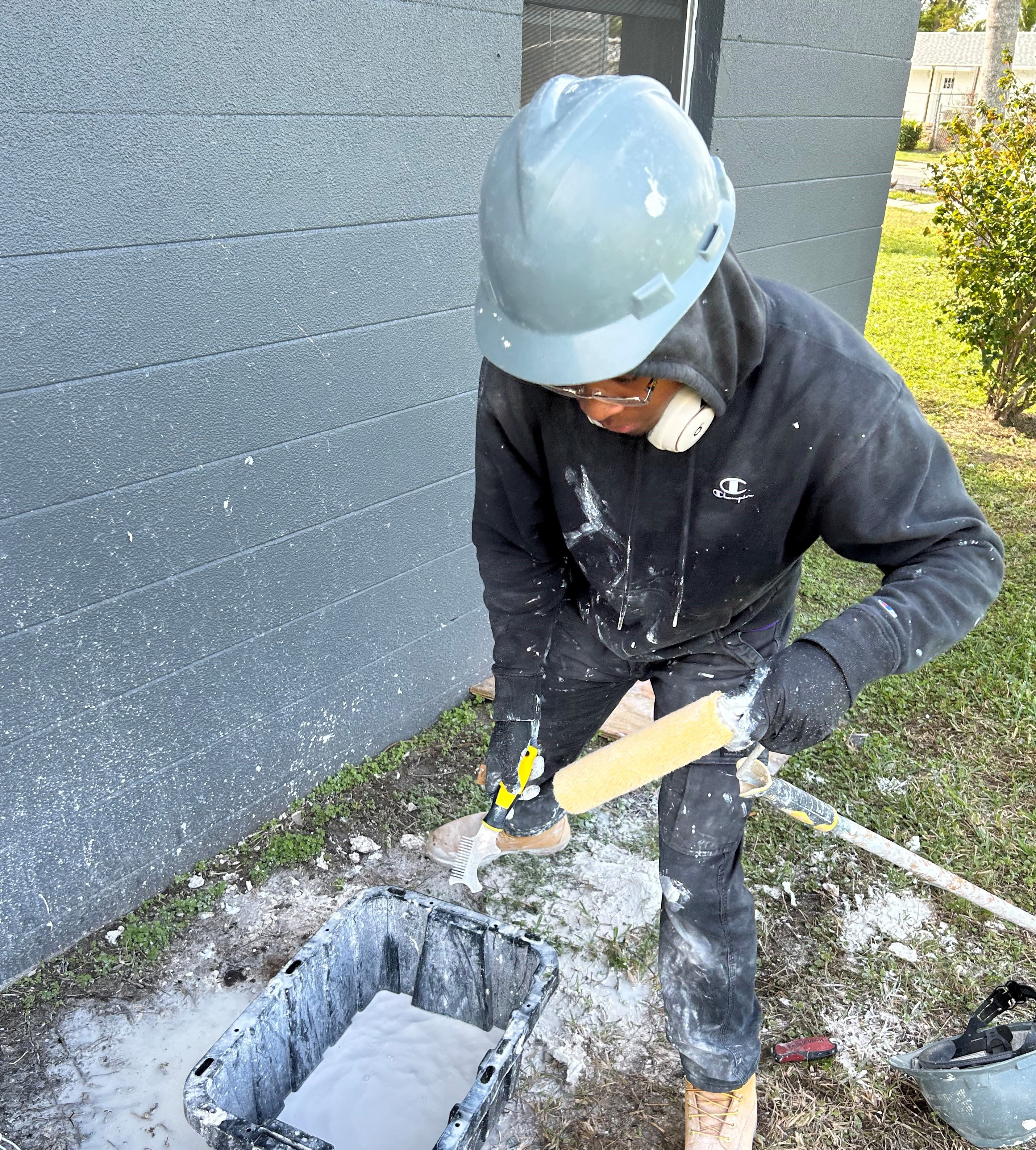 A student works on a jobsite