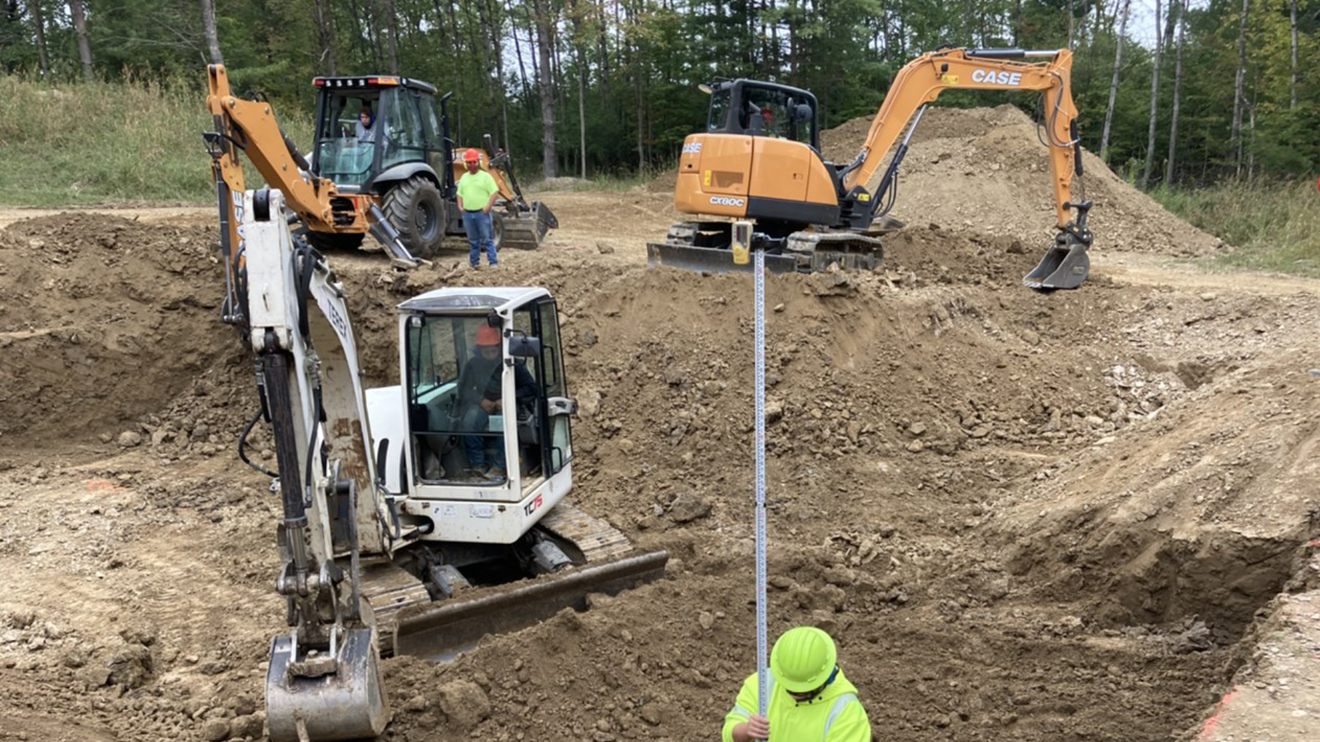 Heavy Equipment Operations students digging foundation.