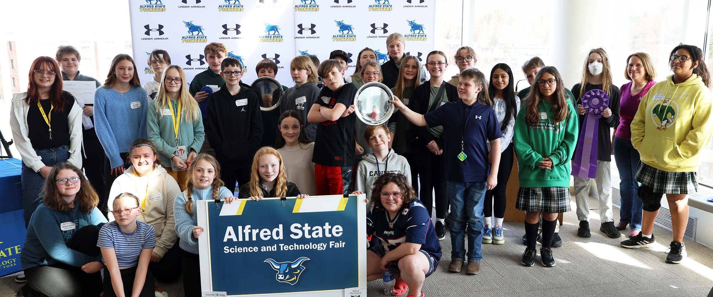 group shot of participants in the Alfred State Science and Technology Fair