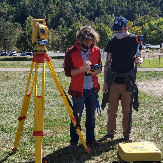 ASC students working on a surveying project