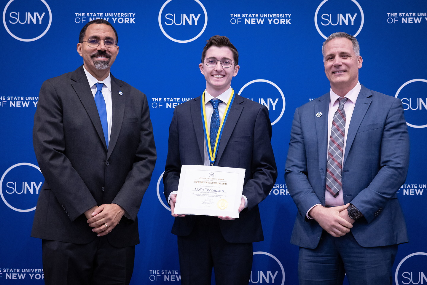 Colin Thompson with Chancellor and President Mauro