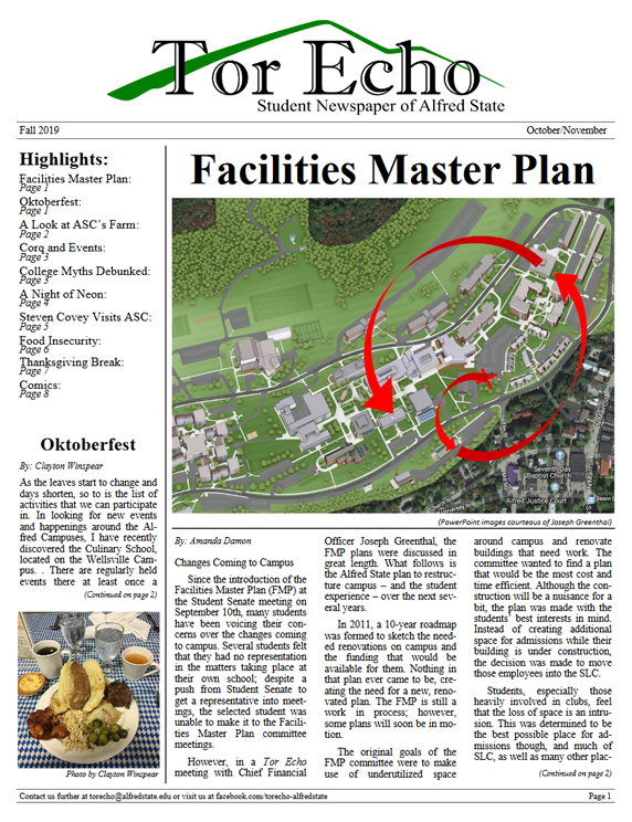 cover of fall 2019 tor echo student newspaper
