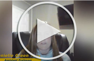 Danielle Green with play button to youtube video