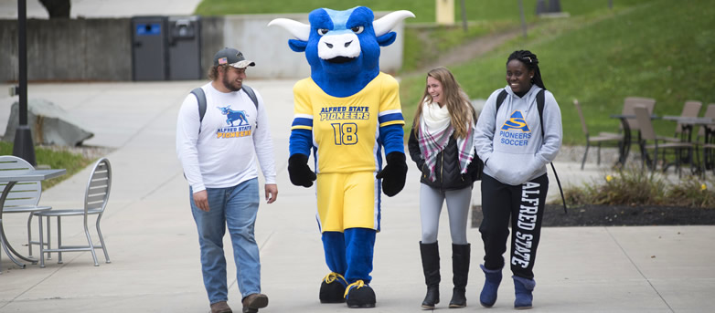 ASC students walking with Big Blue.