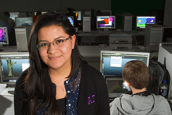 Patty Padilla in a computer lab