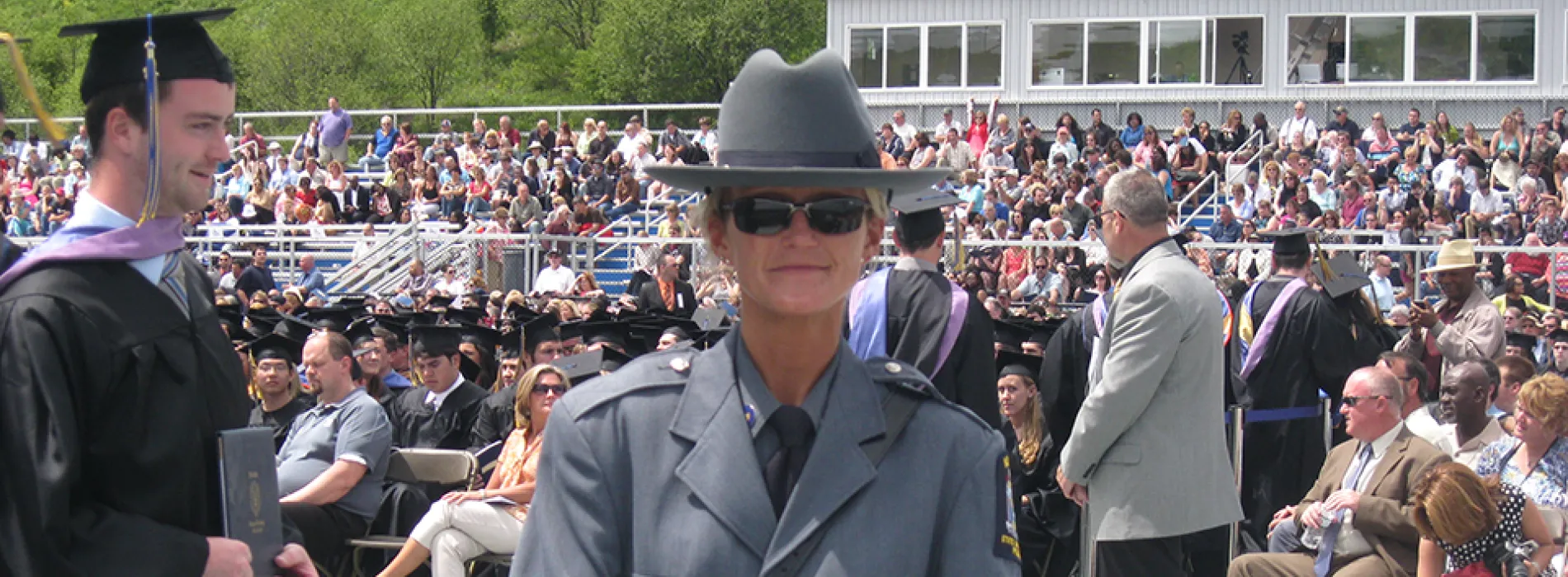 officer outside at Commencement 