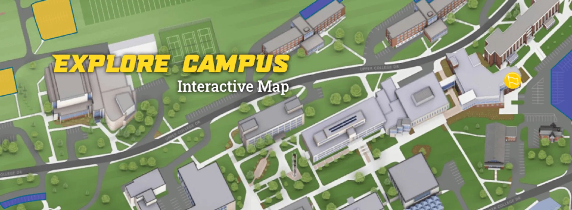 Link to interactive campus map. Explore Campus Interactive map. Image of map.