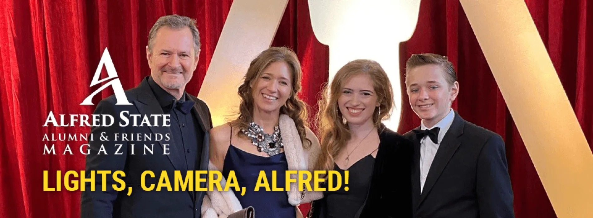 Lights, camera, Alfred. Image of alum Tod Maitland with family at the Oscars
