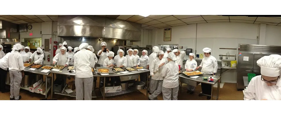 culinary students in the kitchen