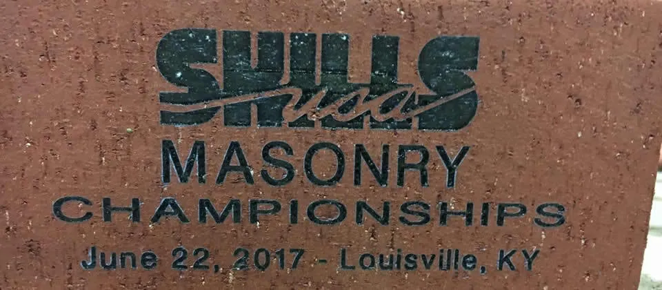 brick that says SkillsUSA masonry championships 