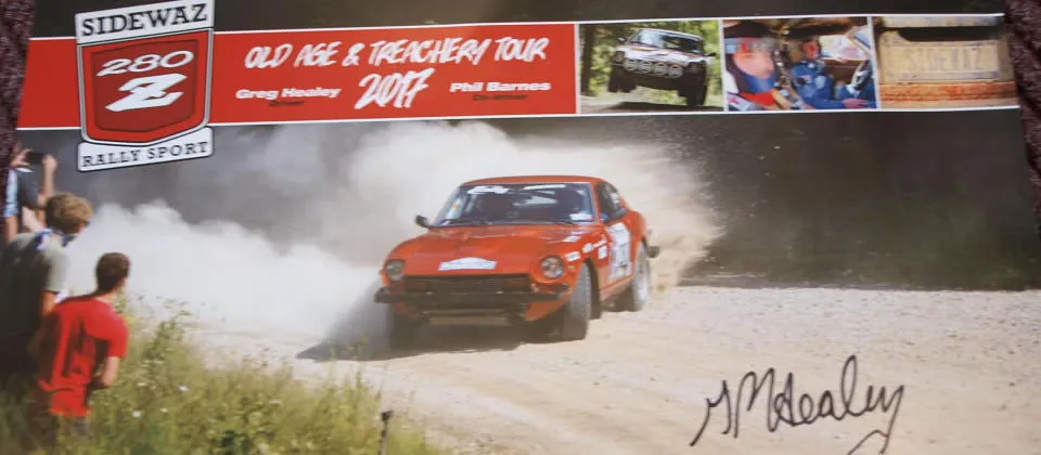poster of a car with an autograph