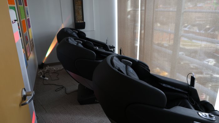 Massage chairs in the updated Oasis Lounge